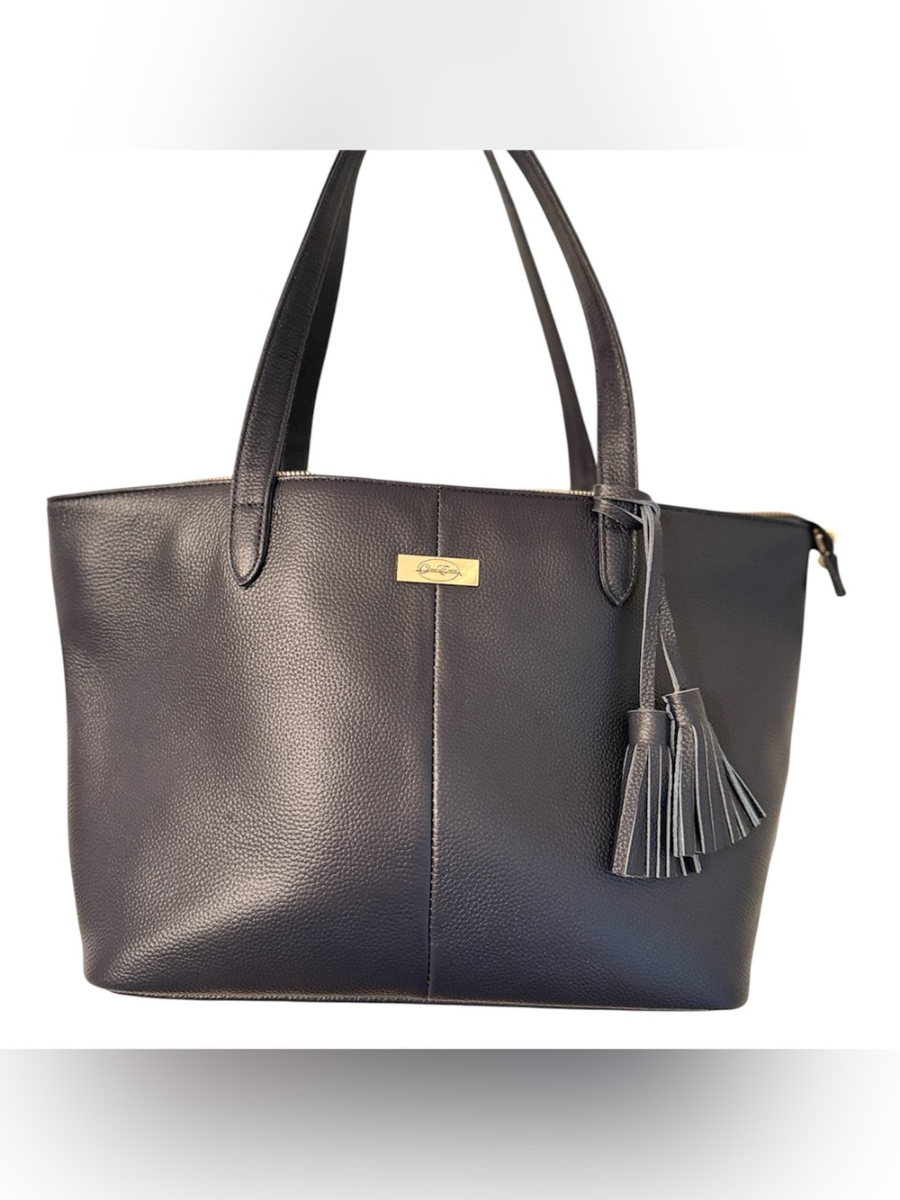 Onna Ehrlich Navy Pebbled Leather Tote Bag Tassel Shoulder Bag Large w Dust Bag